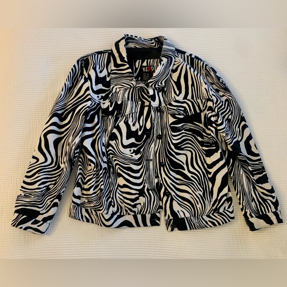 Squiggle Black & White Zebra Denim Jacket